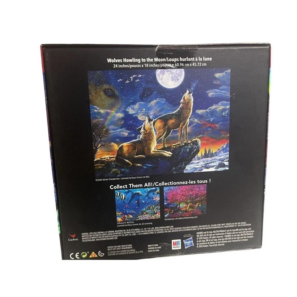 Milton Bradley Wolves Howling To The Moon Foil 500 Piece 24 x 18 Jigsaw Puzzle - Picture 8 of 12